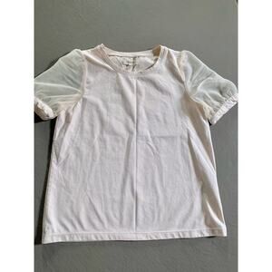 Madewell Beige Puff Sleeve Top XS Sheer Lightweight Neutral Blouse